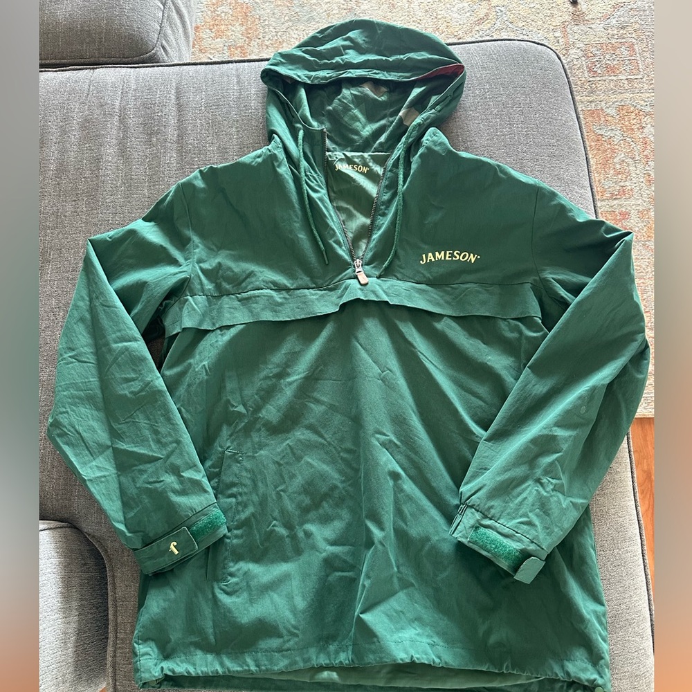 Green Jameson Whiskey Pullover Windbreaker Jacket